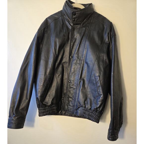 Niko Leather Designs Black Moto Biker Jacket Mens Size XL Zip In Liner EUC - Picture 1 of 14
